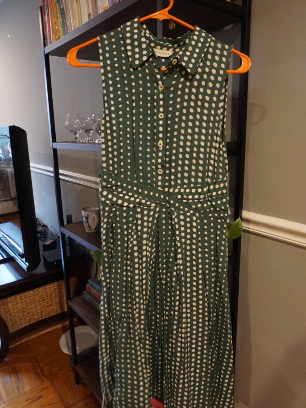 Green Polka Dot Midi Dress